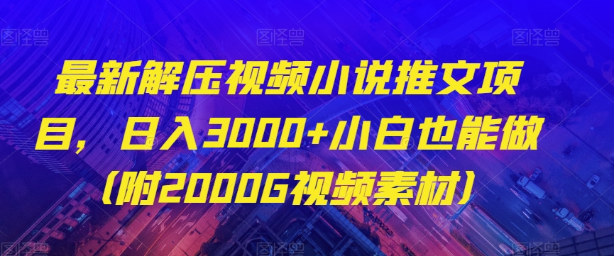 最新解压视频小说推文项目，日入3000+小白也能做（附2000G视频素材）【揭秘】-赚金金-技能学习分享