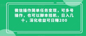 微信操作简单任务变现，可多号操作，也可以脚本挂机，日入几十，深化收益可日赚200【揭秘】-赚金金-技能学习分享