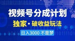 视频号分成计划,独家·破收益玩法,日入3000不是梦【揭秘】-赚金金-技能学习分享