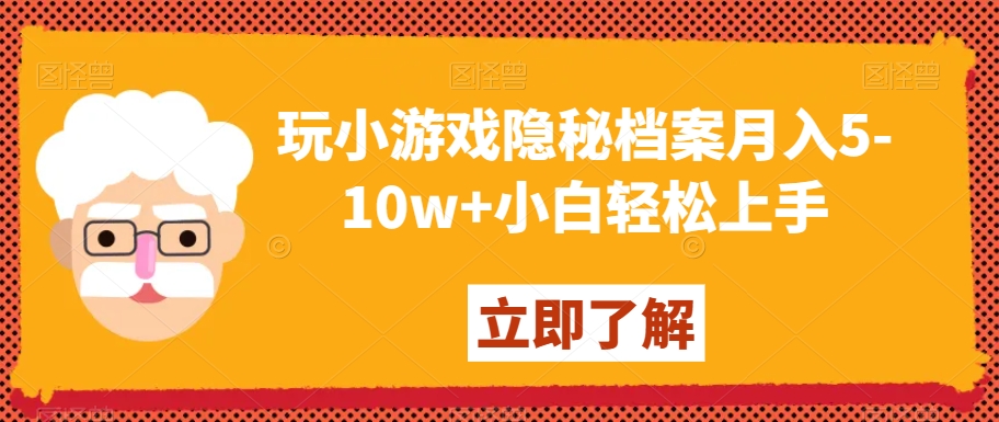 玩小游戏隐秘档案月入5-10w+小白轻松上手【揭秘】-赚金金-技能学习分享