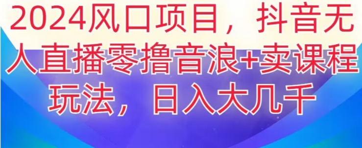 2024风口项目，抖音无人主播撸音浪+卖课程玩法，日入大几千【揭秘】-赚金金-技能学习分享