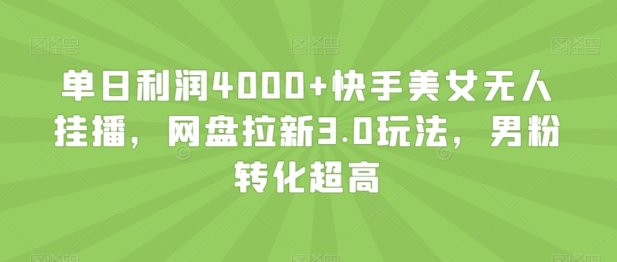 单日利润4000+快手美女无人挂播，网盘拉新3.0玩法，男粉转化超高【揭秘】-赚金金-技能学习分享