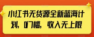 小红书无货源全新蓝海计划，0门槛，收入无上限【揭秘】-赚金金-技能学习分享