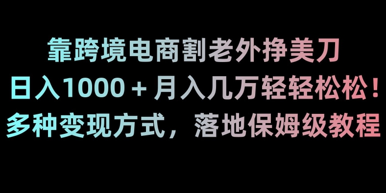 靠跨境电商割老外挣美刀，日入1000＋月入几万轻轻松松！多种变现方式，落地保姆级教程【揭秘】-赚金金-技能学习分享