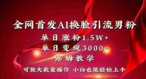全网首发Ai换脸引流男粉,单日涨粉1.5w+,单日变现3000+,小白也能轻松上手拿结果【揭秘】-赚金金-技能学习分享