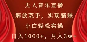 无人音乐直播,解放双手,实现躺赚,小白轻松实操,日入1000+,月入3w+【揭秘】-赚金金-技能学习分享