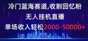 冷门蓝海赛道,收割回忆粉,无人挂机直播,单场收入轻松2000-5w+【揭秘】-赚金金-技能学习分享