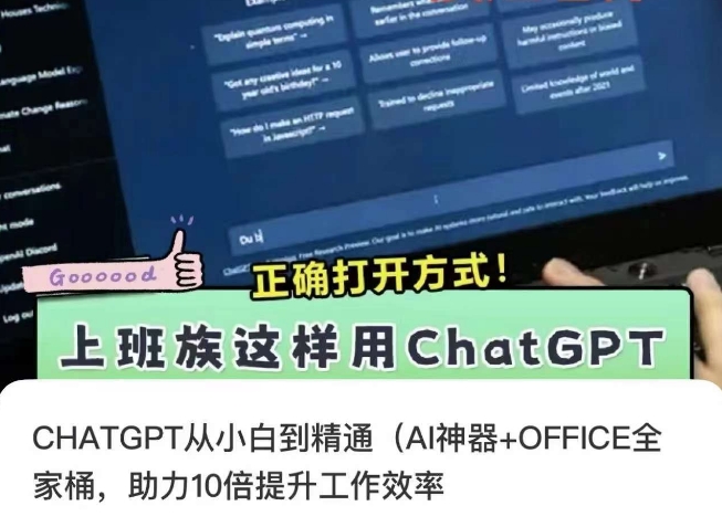 CHATGPT从小白到精通，AI神器+OFFICE全家桶，助力10倍提升工作效率-赚金金-技能学习分享