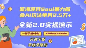 Soul怎么做到单月变现25000+全新2.0AI掘金玩法全程实操演示小白好上手【揭秘】-赚金金-技能学习分享