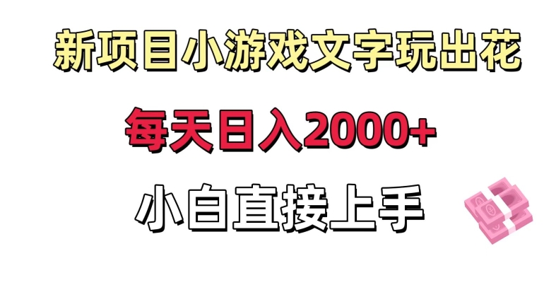 新项目小游戏文字玩出花日入2000+，每天只需一小时，小白直接上手【揭秘】-赚金金-技能学习分享