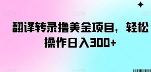 翻译转录撸美金项目,轻松操作日入300+【揭秘】-赚金金-技能学习分享
