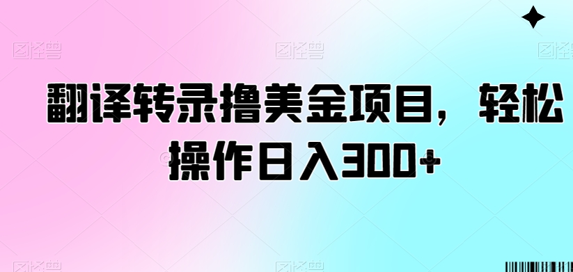 翻译转录撸美金项目，轻松操作日入300+【揭秘】-赚金金-技能学习分享