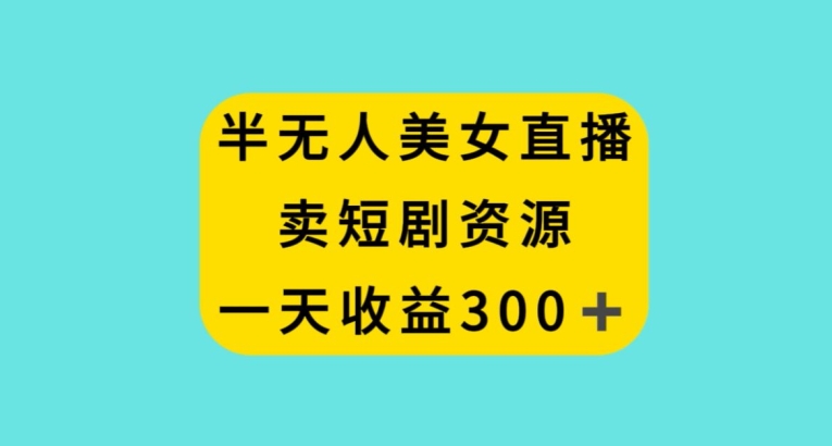半无人美女直播，卖短剧资源，一天收益300+【揭秘】-赚金金-技能学习分享