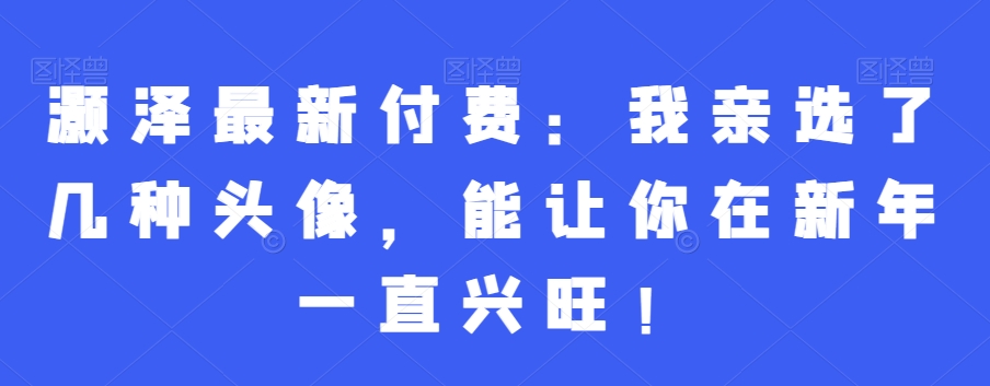 灏泽最新付费:我亲选了几种头像,能让你在新年一直兴旺!-赚金金-技能学习分享