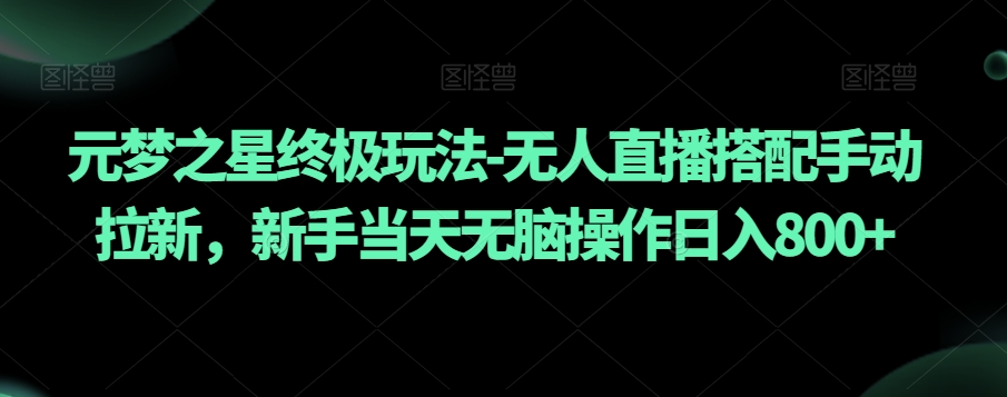 元梦之星终极玩法-无人直播搭配手动拉新，新手当天无脑操作日入800+【揭秘】-赚金金-技能学习分享