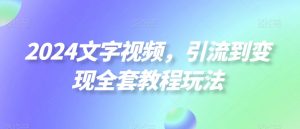 2024文字视频,引流到变现全套教程玩法【揭秘】-赚金金-技能学习分享