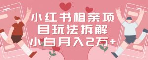 小红书相亲项目玩法拆解,有人通过这个副业项目做到了月收入2万多【揭秘】-赚金金-技能学习分享