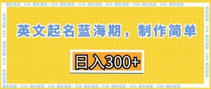 英文起名蓝海期,制作简单,日入300+【揭秘】-赚金金-技能学习分享