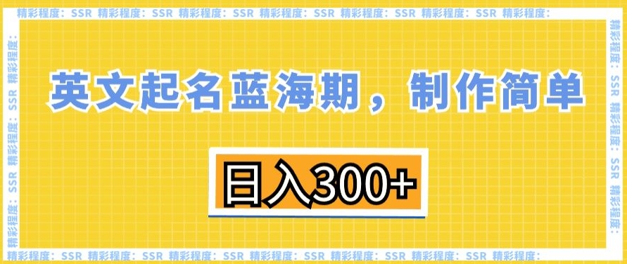 英文起名蓝海期，制作简单，日入300+【揭秘】-赚金金-技能学习分享