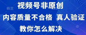 视频号非原创,内容质量不合格,真人验证,违规怎么解决【揭秘】-赚金金-技能学习分享
