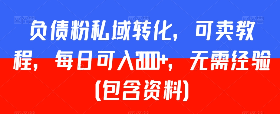负债粉私域转化，可卖教程，每日可入2000+，无需经验（包含资料）【揭秘】-赚金金-技能学习分享