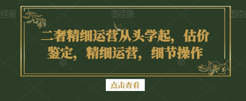 二奢精细运营从头学起,估价鉴定,精细运营,细节操作-赚金金-技能学习分享