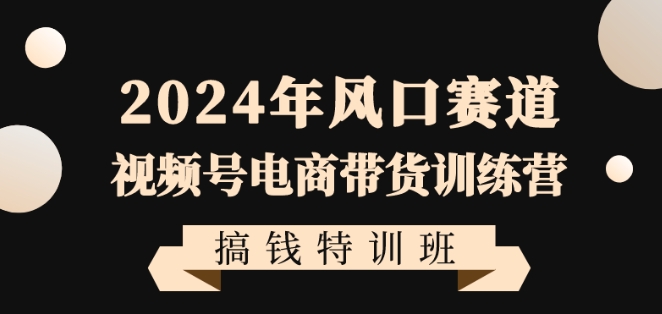 2024年风口赛道视频号电商带货训练营搞钱特训班，带领大家快速入局自媒体电商带货-赚金金-技能学习分享