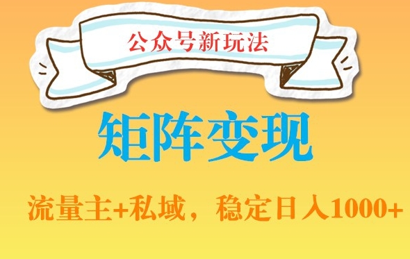 公众号软件玩法私域引流网盘拉新，多种变现，稳定日入1000【揭秘】-赚金金-技能学习分享