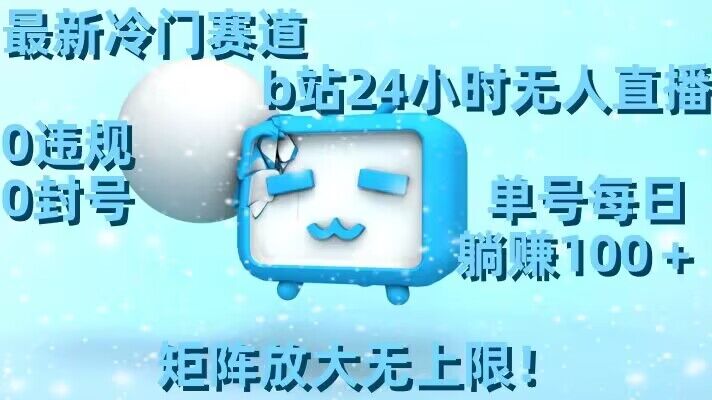 最新冷门赛道，b站24小时无人直播，0违规0封号，单号每日躺赚100＋，矩阵放大无上限【揭秘】-赚金金-技能学习分享