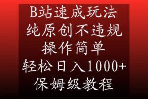 B站速成玩法,纯原创不违规,操作简单,轻松日入1000+,保姆级教程【揭秘】-赚金金-技能学习分享