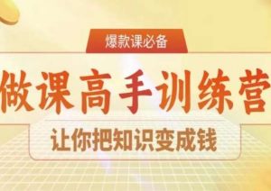 28天做课高手陪跑营,让你把知识变成钱-赚金金-技能学习分享