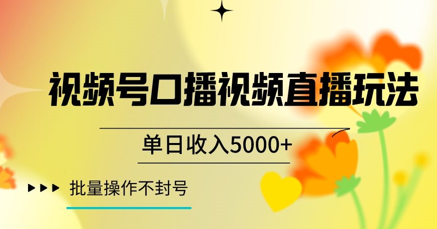 视频号囗播视频直播玩法，单日收入5000+，批量操作不封号【揭秘】-赚金金-技能学习分享