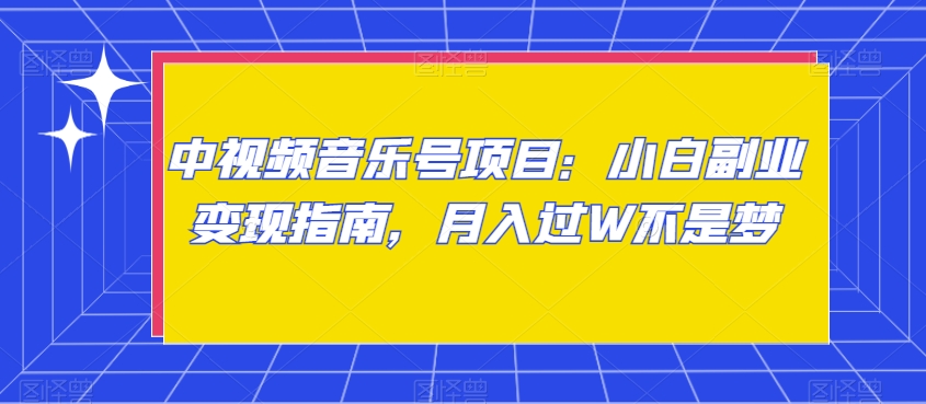 中视频音乐号项目：小白副业变现指南，月入过W不是梦【揭秘】-赚金金-技能学习分享