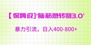 保姆级脑筋急转弯3.0,暴力引流,日入400-800+【揭秘】-赚金金-技能学习分享