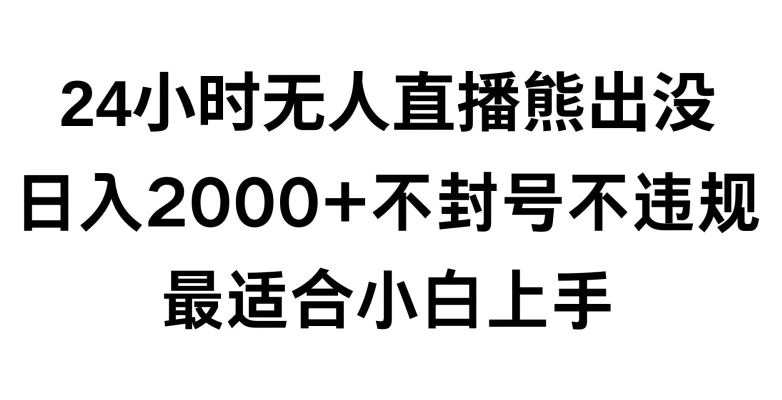 快手24小时无人直播熊出没，不封直播间，不违规，日入2000+，最适合小白上手，保姆式教学【揭秘】-赚金金-技能学习分享