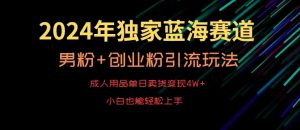 2024年独家蓝海赛道,成人用品单日卖货变现4W+,男粉+创业粉引流玩法,不愁搞不到流量【揭秘】-赚金金-技能学习分享