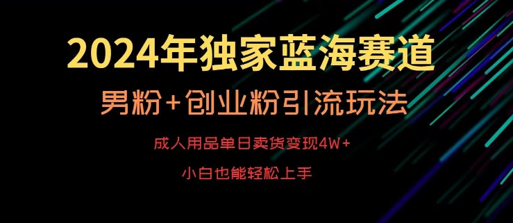 2024年独家蓝海赛道，成人用品单日卖货变现4W+，男粉+创业粉引流玩法，不愁搞不到流量【揭秘】-赚金金-技能学习分享