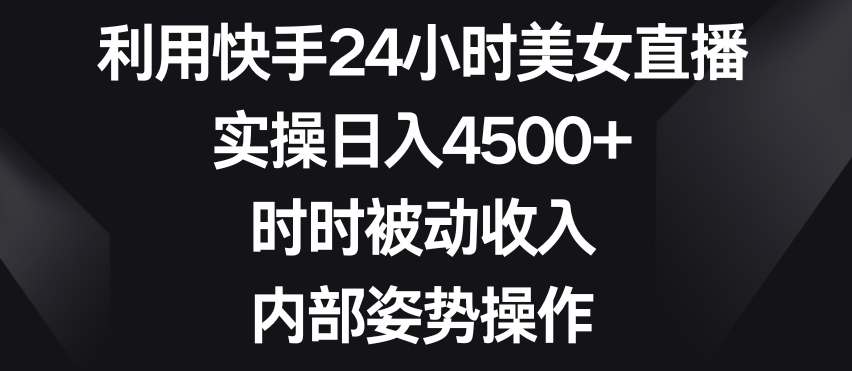 利用快手24小时美女直播，实操日入4500+，时时被动收入，内部姿势操作【揭秘】-赚金金-技能学习分享