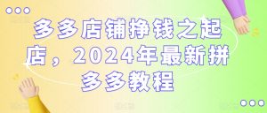 多多店铺挣钱之起店,2024年最新拼多多教程-赚金金-技能学习分享