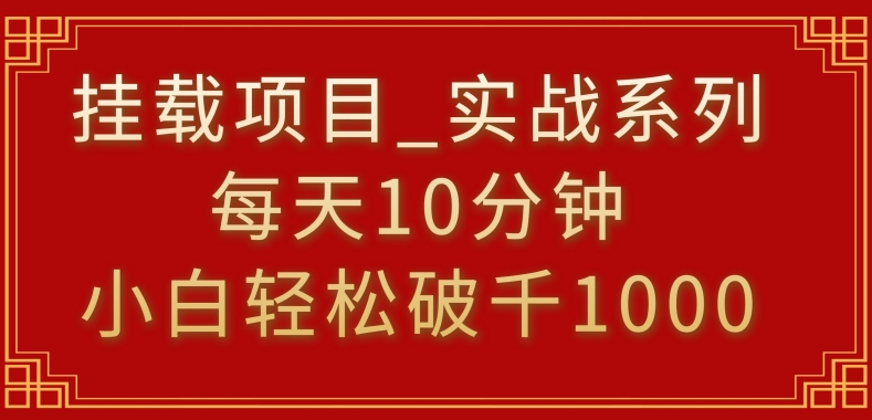 挂载项目，小白轻松破1000，每天10分钟，实战系列保姆级教程【揭秘】-赚金金-技能学习分享
