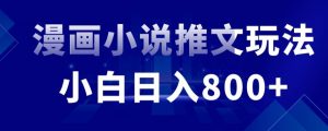 外面收费19800的漫画小说推文项目拆解,小白操作日入800+【揭秘】-赚金金-技能学习分享
