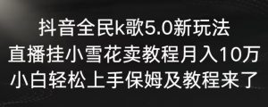 抖音全民k歌5.0新玩法,直播挂小雪花卖教程月入10万,小白轻松上手,保姆及教程来了【揭秘】-赚金金-技能学习分享