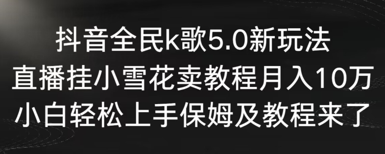 抖音全民k歌5.0新玩法，直播挂小雪花卖教程月入10万，小白轻松上手，保姆及教程来了【揭秘】-赚金金-技能学习分享