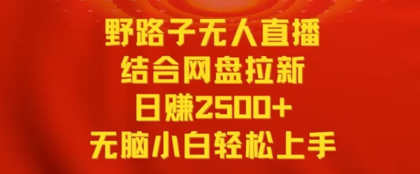 野路子无人直播结合网盘拉新,日赚2500+,小白无脑轻松上手【揭秘】-赚金金-技能学习分享