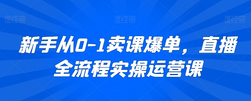 新手从0-1卖课爆单,直播全流程实操运营课-赚金金-技能学习分享
