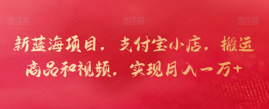 新蓝海项目,支付宝小店,搬运商品和视频,实现月入一万+【揭秘】-赚金金-技能学习分享