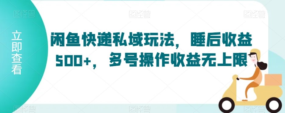 闲鱼快递私域玩法，睡后收益500+，多号操作收益无上限【揭秘】-赚金金-技能学习分享