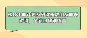 私域出圈计划系列课程之朋友圈表达课,全新口碑训练营-赚金金-技能学习分享
