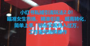 小红书私域引流玩法2.0！瞄准女生市场，精准引流，超高转化，简单上手【揭秘】-赚金金-技能学习分享