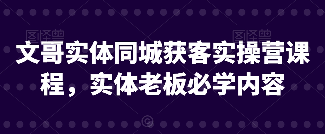 文哥实体同城获客实操营课程，实体老板必学内容-赚金金-技能学习分享